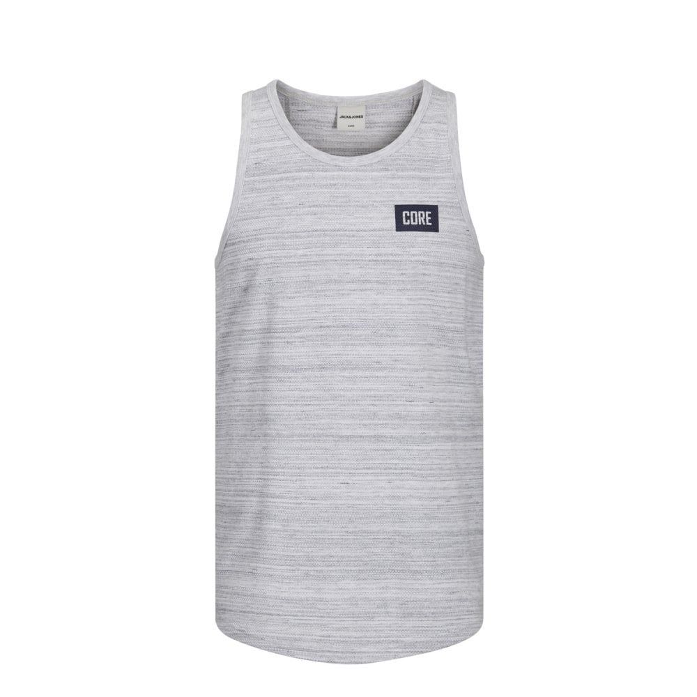 Jack & Jones Mens Designer Branded Regular Fit Constructed Tank Vest White Melange