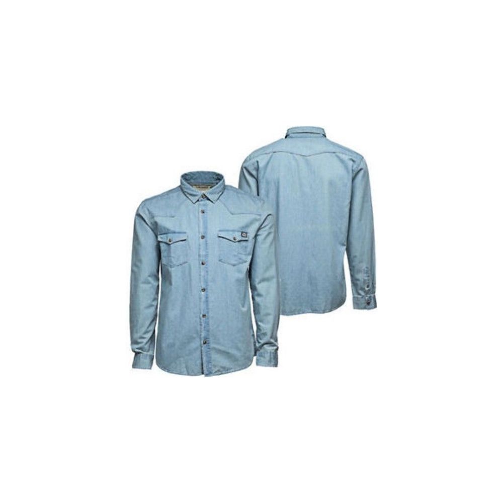 Casual Button Up Denim Shirt Light Wash