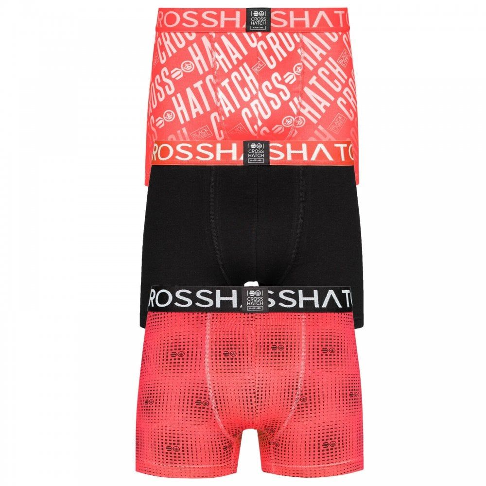 Crosshatch 3 Pack Fadez Designer Boxer Trunks Underwear Black Magenta