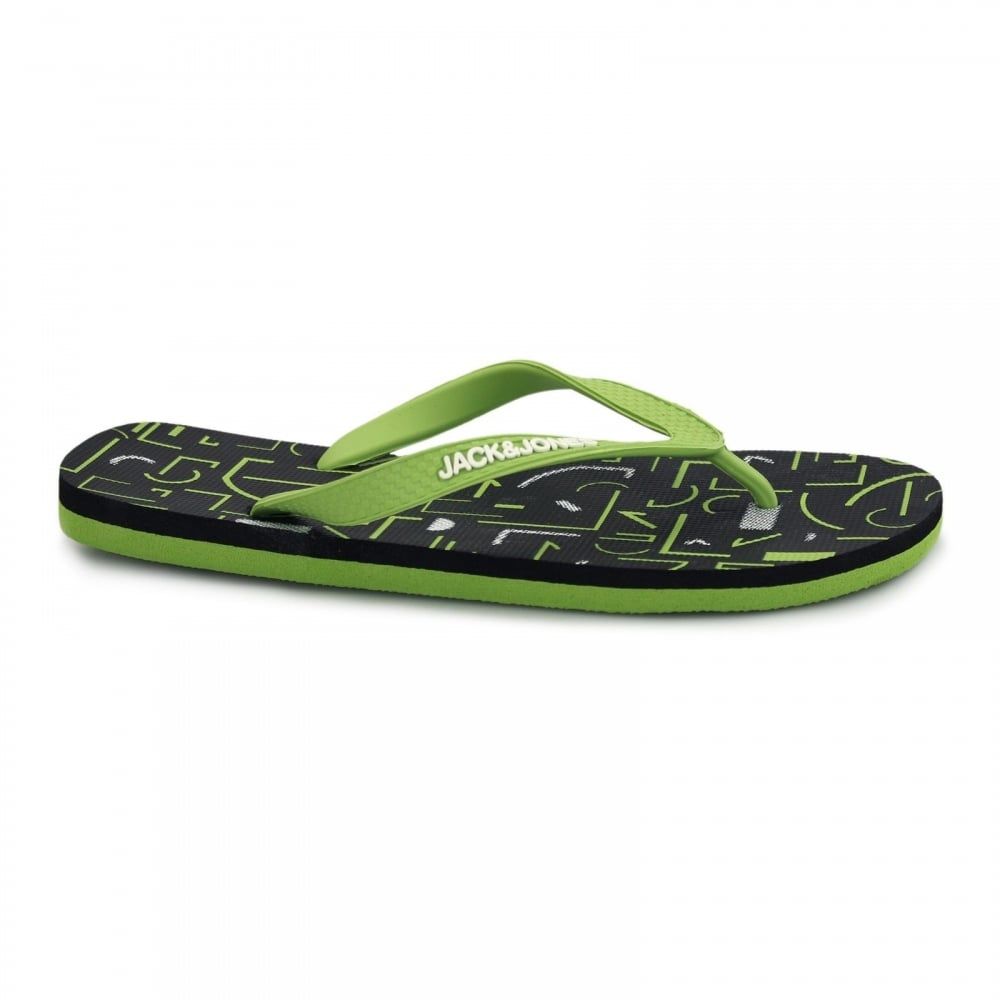 Jack & Jones Tech Print Rubber Branded Flip Flops Forest Night