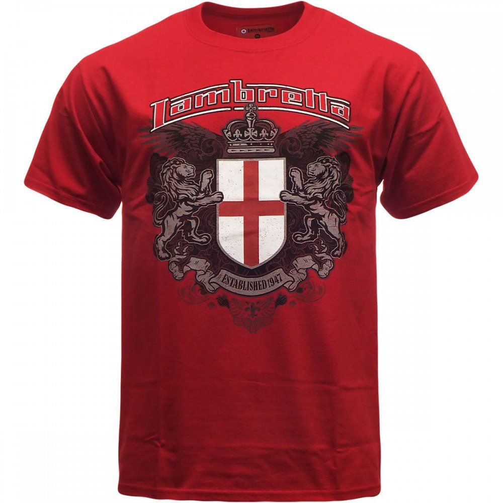 Vintage Retro Mens Crest T-Shirt Red