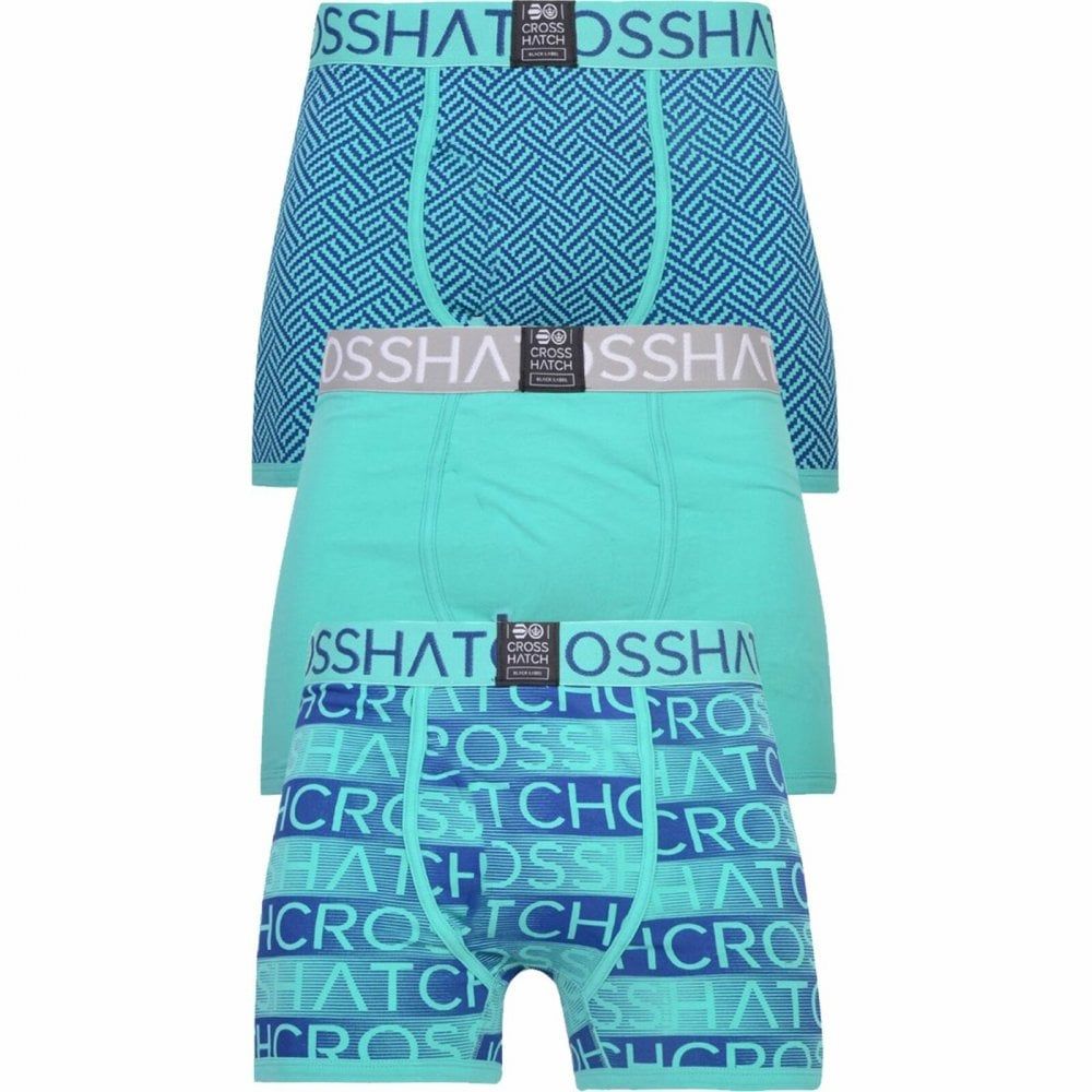 Crosshatch 3 Pack Grazer Designer Boxer Trunks Underwear Atlantis