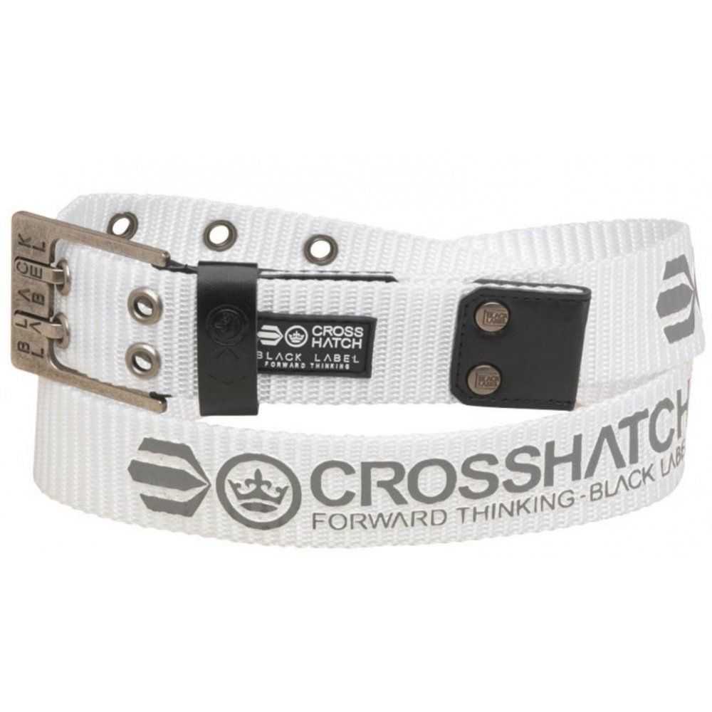 Crosshatch Mens Branded Calibro Canvas Designer Nylon Belt White