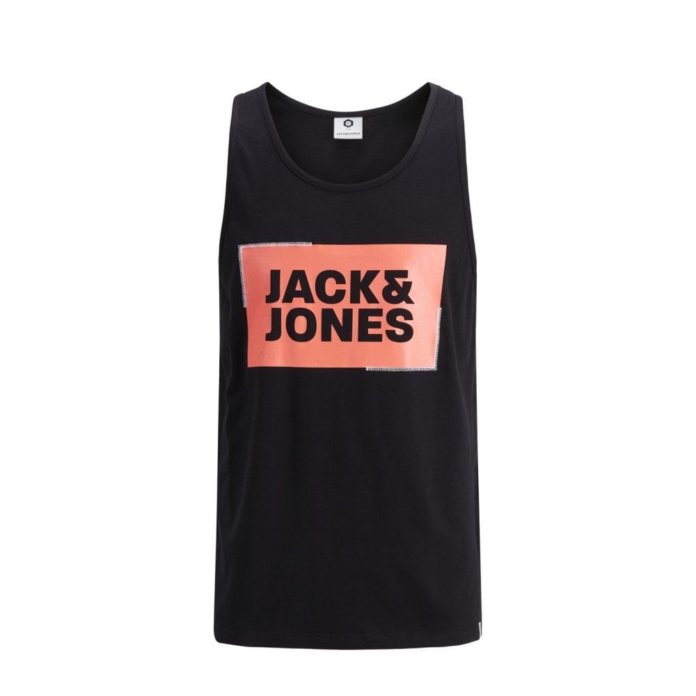 Jack & Jones Mens Designer Branded Regular Fit Tukano Tank Vest Black