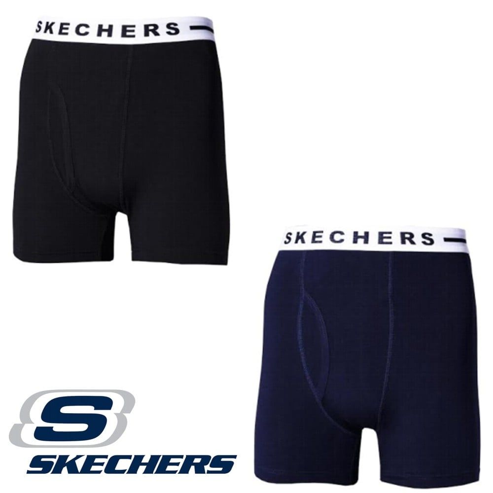 Sketchers 2 Pack Boxers Cotton Rich Boxer Shorts Black Navy