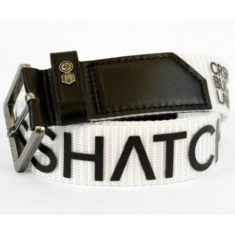 Crosshatch Mens Branded Deramus Canvas Designer Nylon Belt White