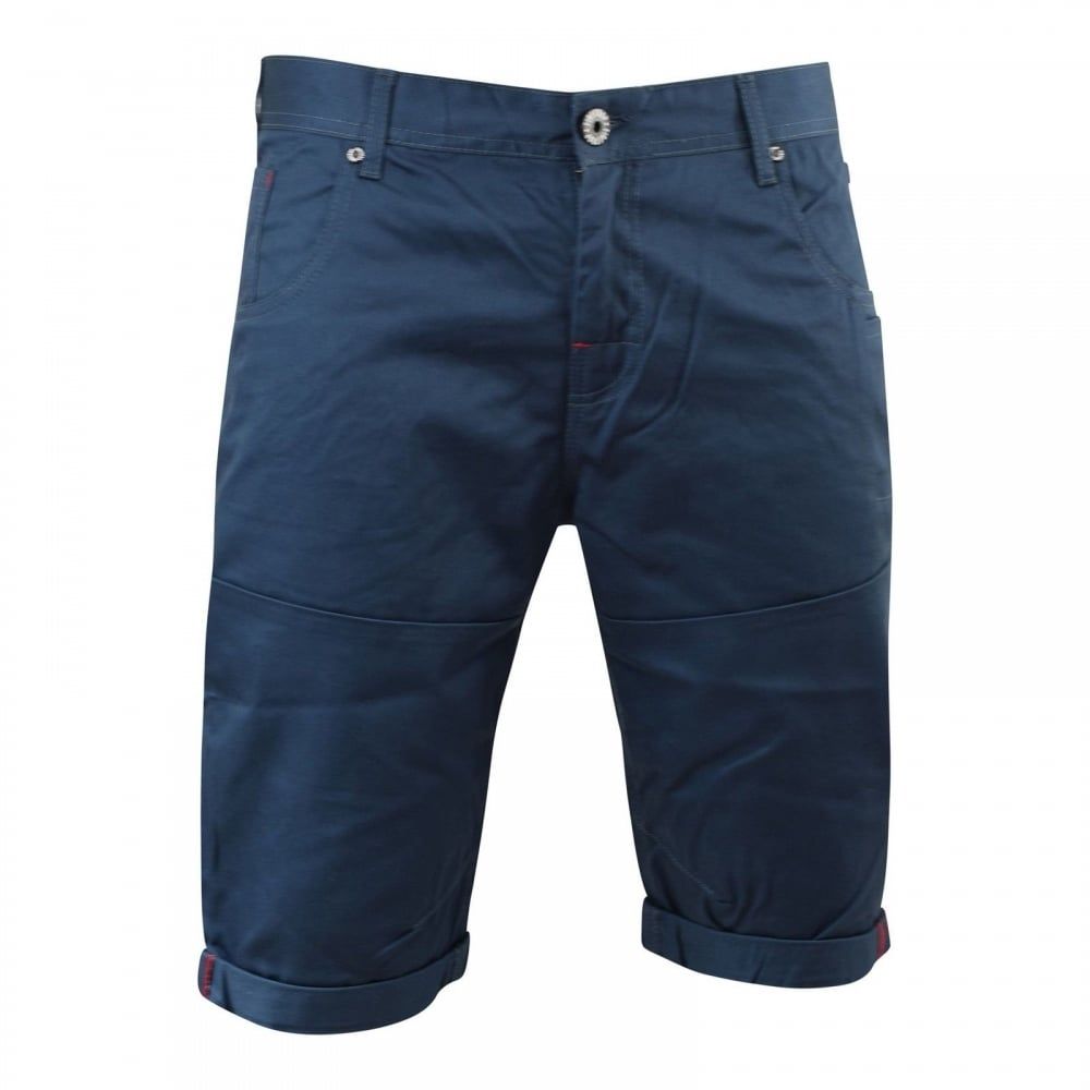 Firetrap Mens Eastley Designer Cargo Chino Shorts Dark Denim