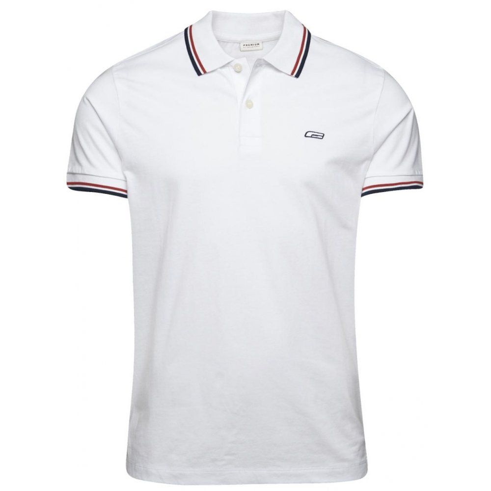 Jack & Jones Contrast Slim Fit Jersey Polo Shirt White