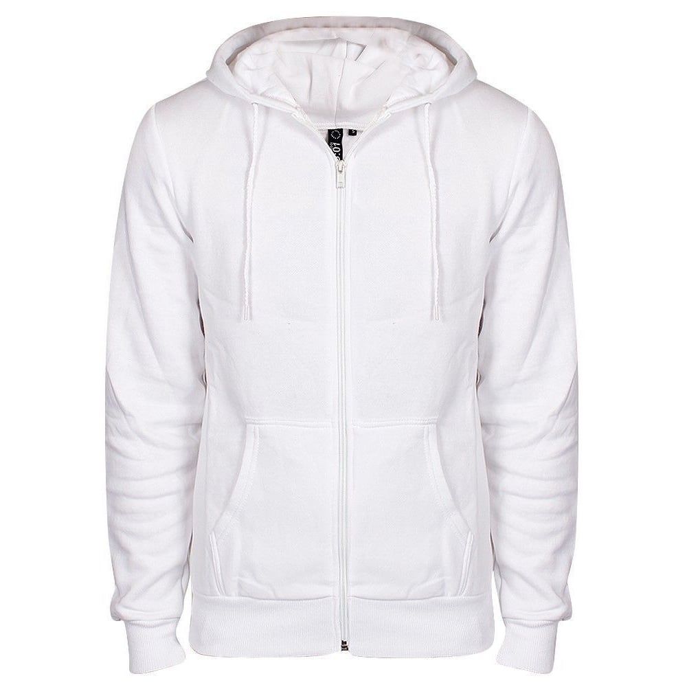 Soul Star Adults Berkeley Full Zip Through Hooded Sweatshirt Tops White