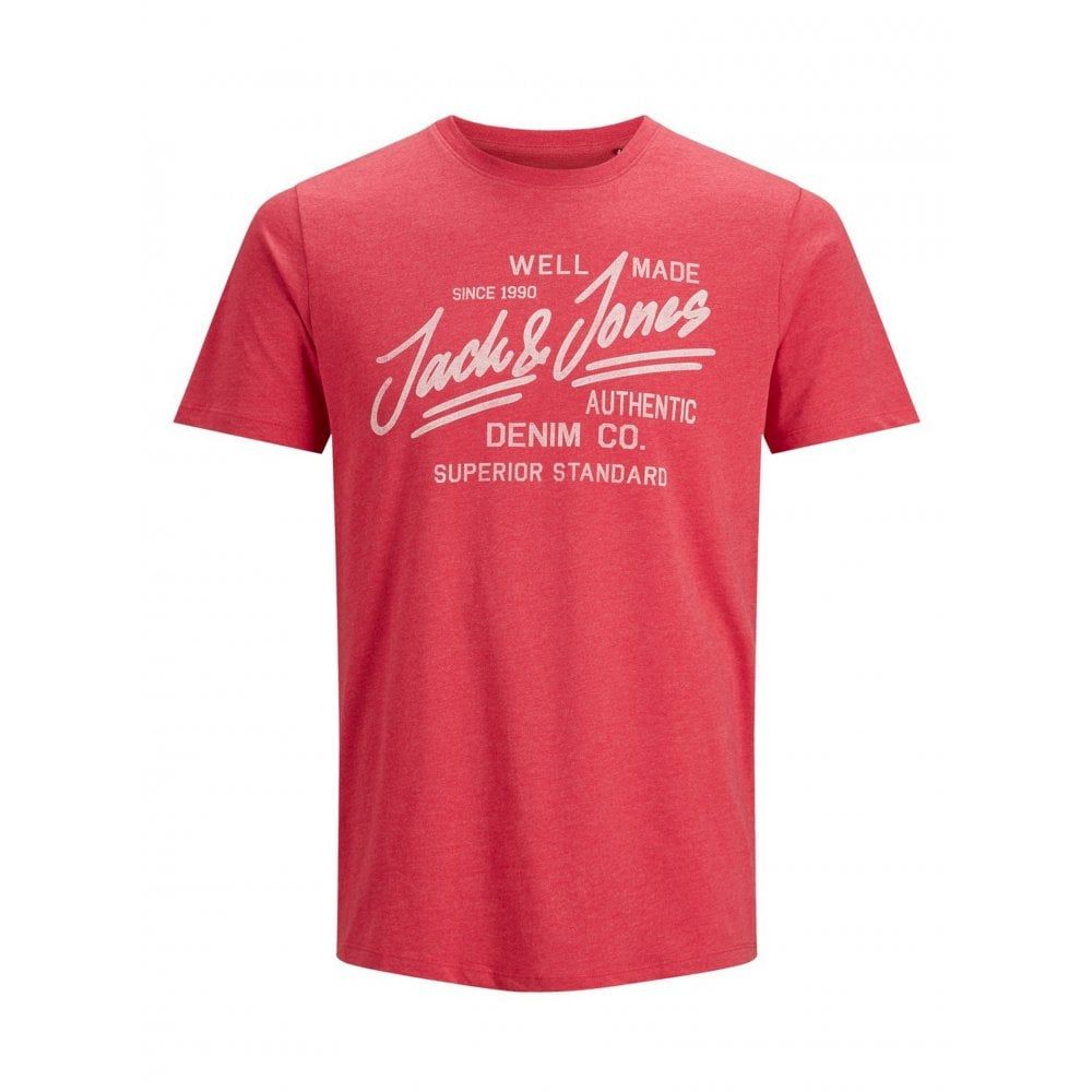 Mens Jack & Jones New Jeans Graphic Designer Classic T Shirt True Red