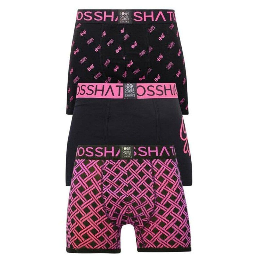 Crosshatch 3 Pack Neonbox Designer Boxer Trunks Underwear Magenta
