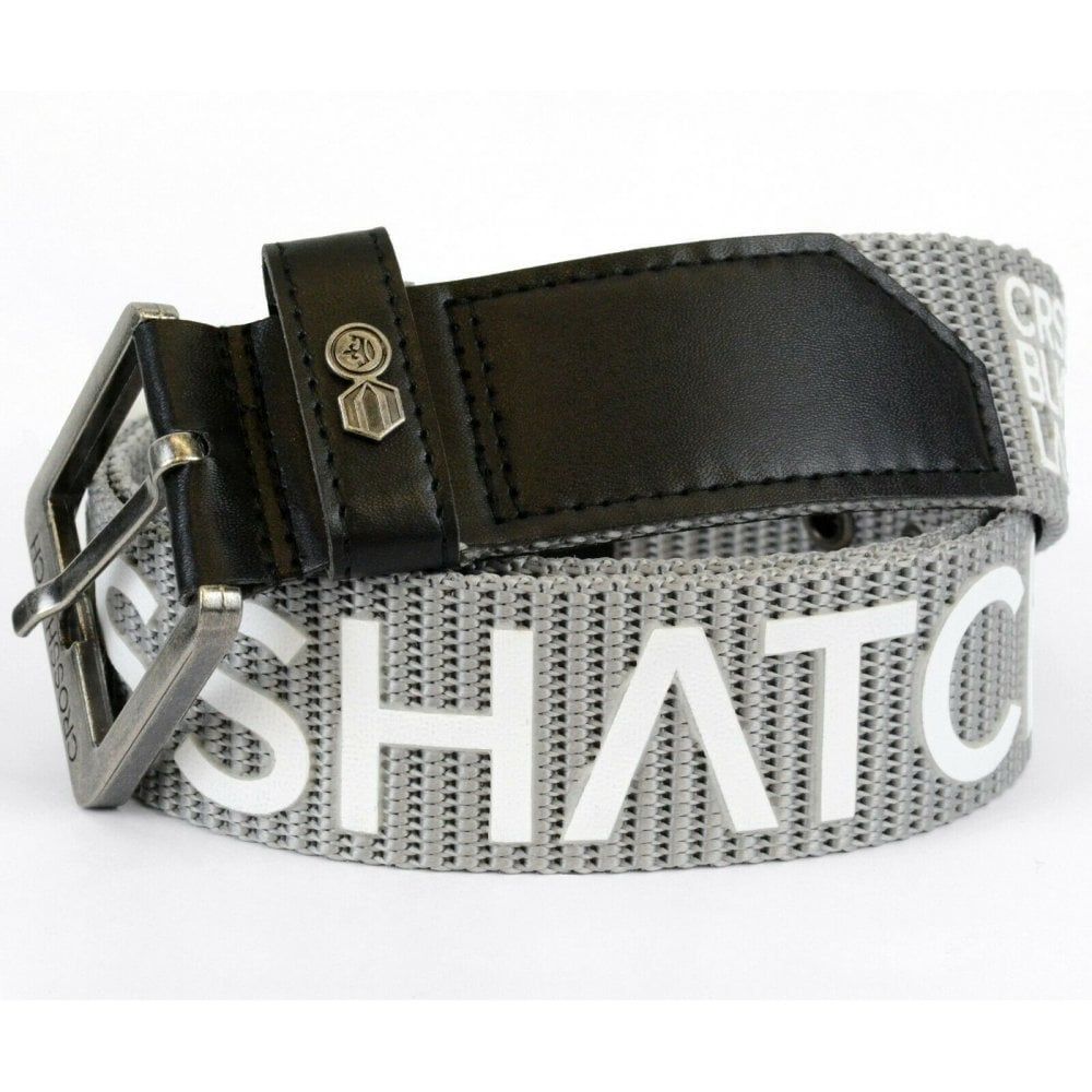 Crosshatch Mens Branded Deramus Canvas Designer Nylon Belt Grey