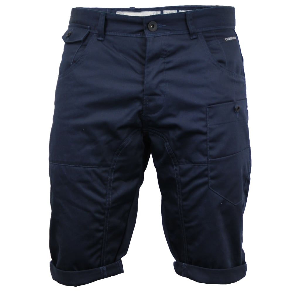 Crosshatch Mens Kractus Designer Cargo Chino Shorts Navy