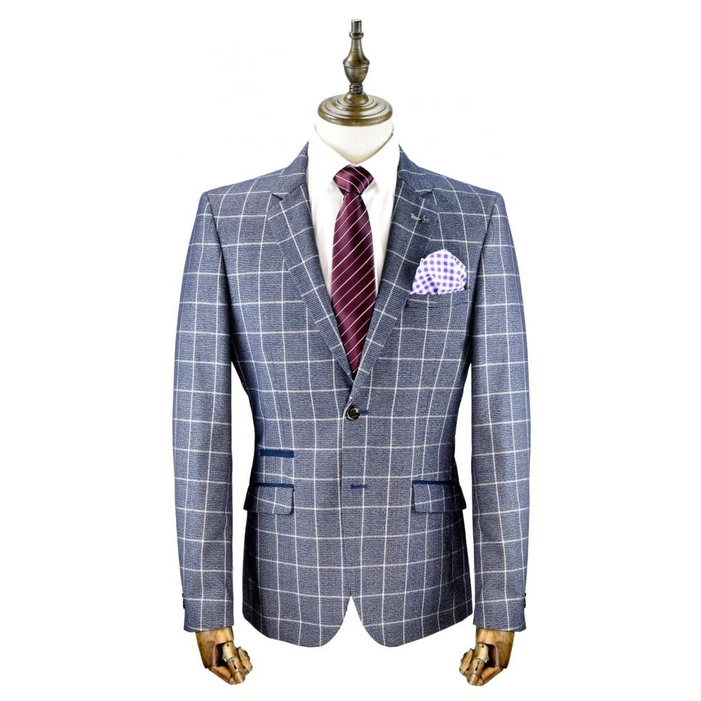 Cavani Designer Bonera Check Summer Blazer Blue