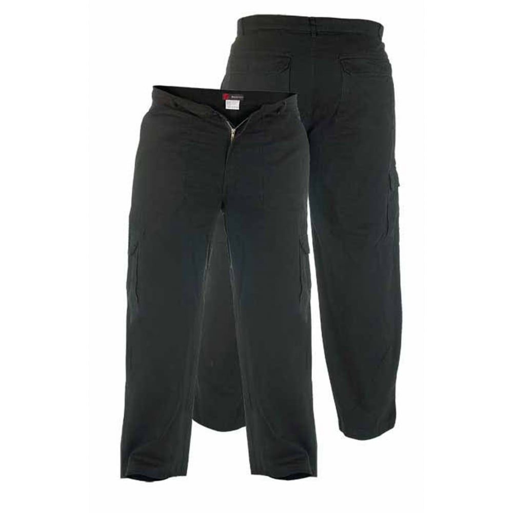 Duke London Mens New Cargo Cotton Combat 6 Pocket Trousers Black
