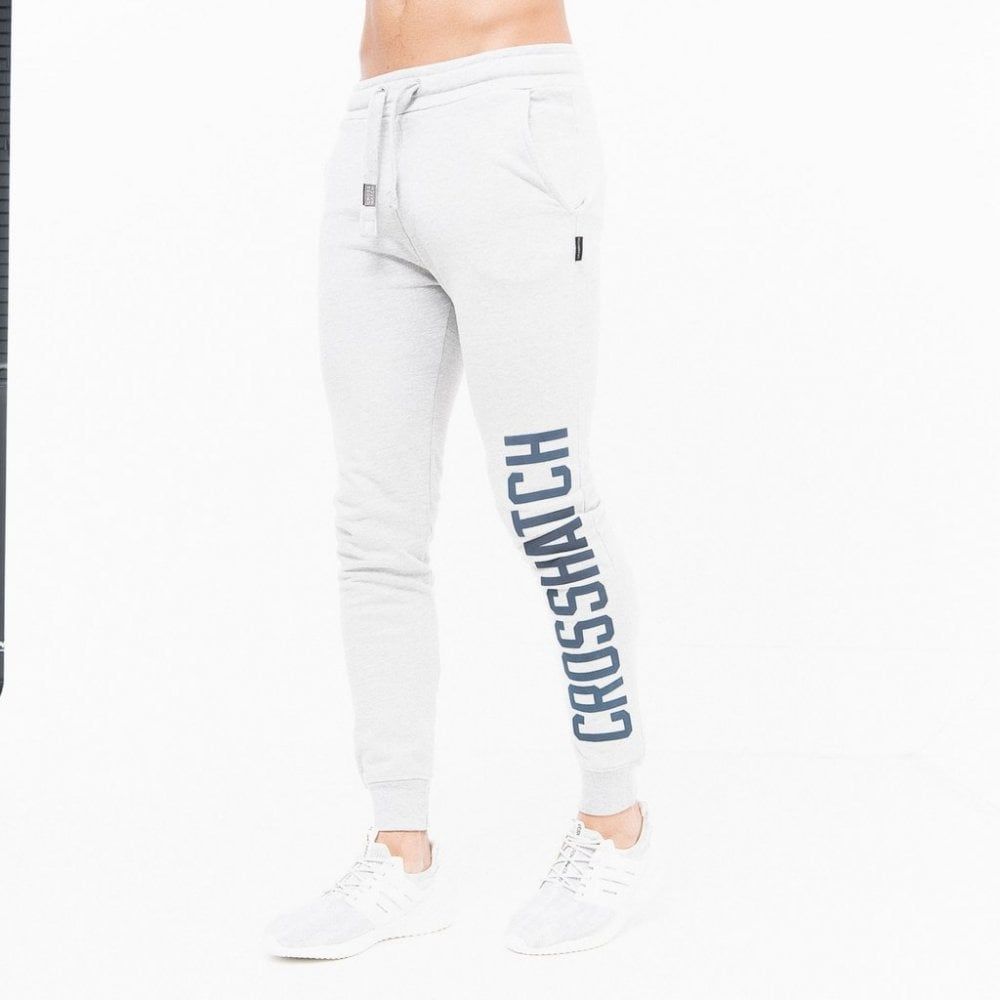 Crosshatch Mens Rampton Track Suit Bottoms Sweat Pant Jogger Bottoms Light Grey