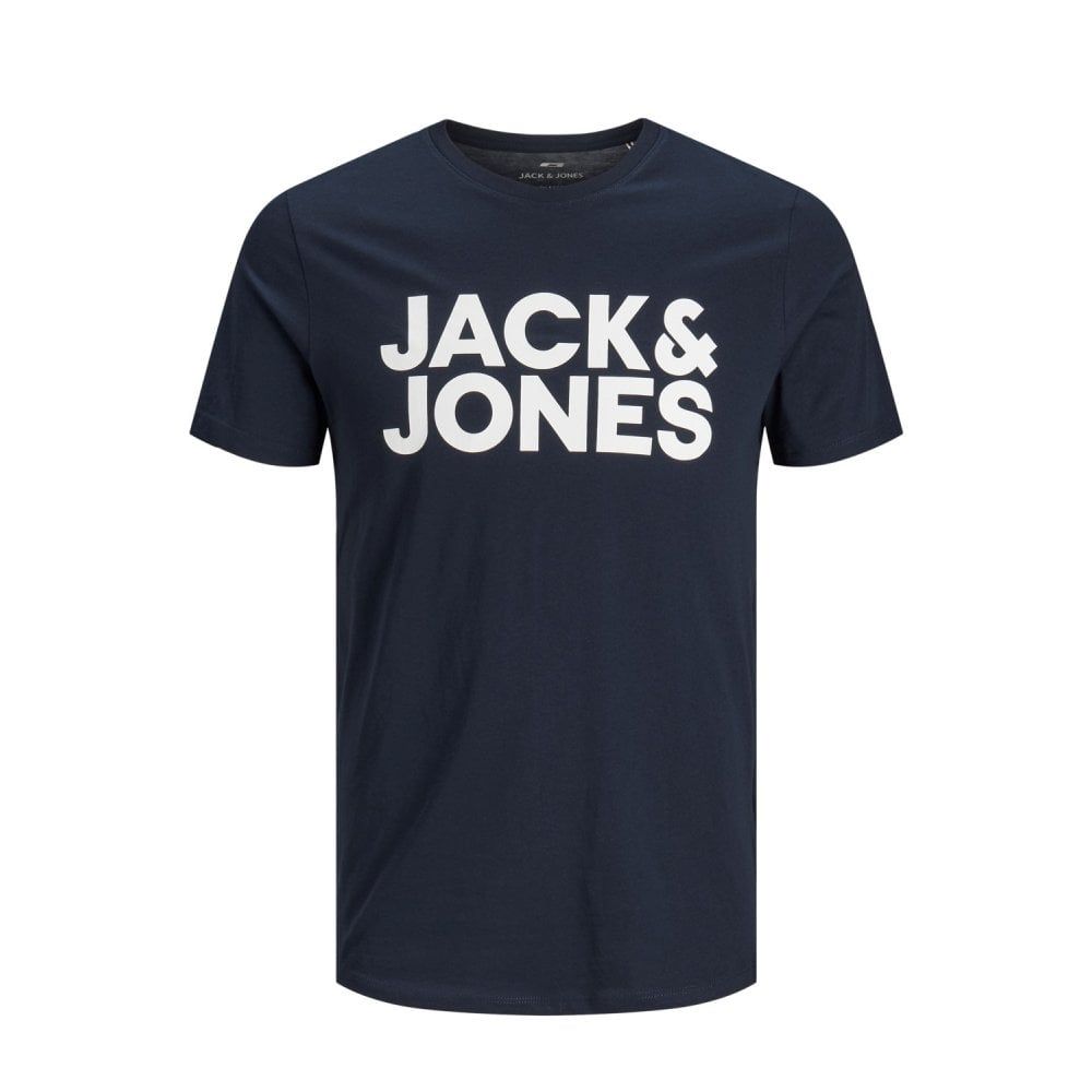 Mens Jack & Jones New Corp Designer Classic T Shirt Navy Blazer