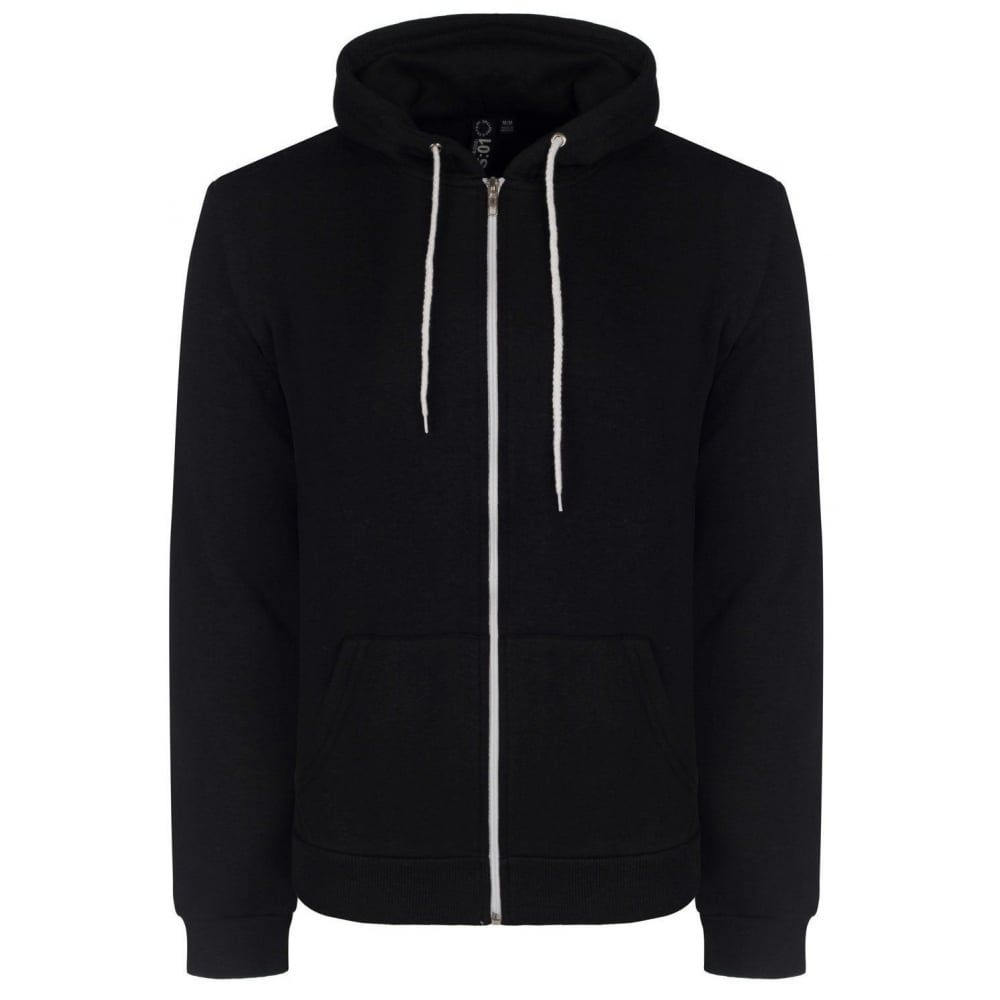 Soul Star Adults Berkeley Full Zip Through Hooded Sweatshirt Tops Black