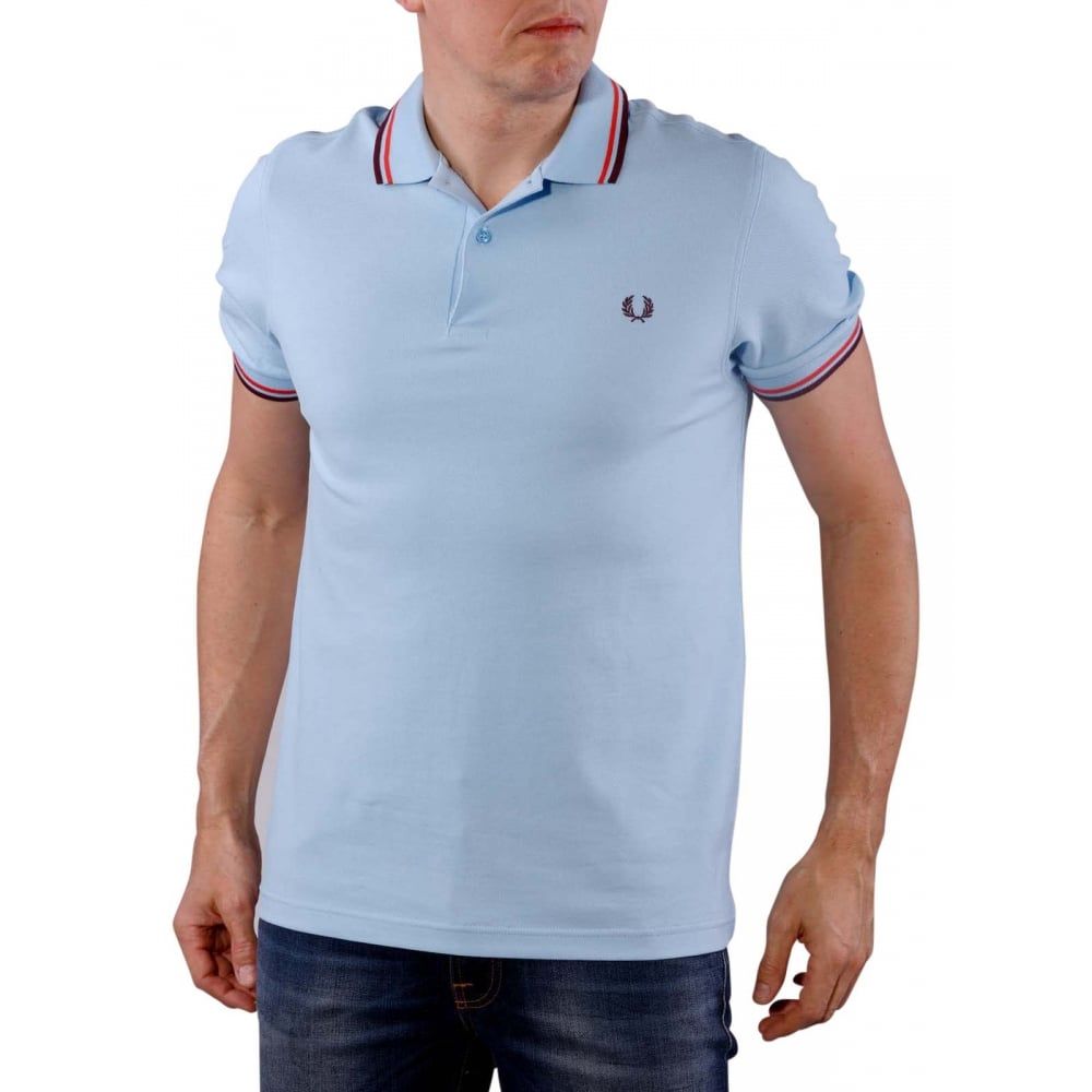 Fred Perry M1200 Twin Tipped Plain Polo Shirt Glacier