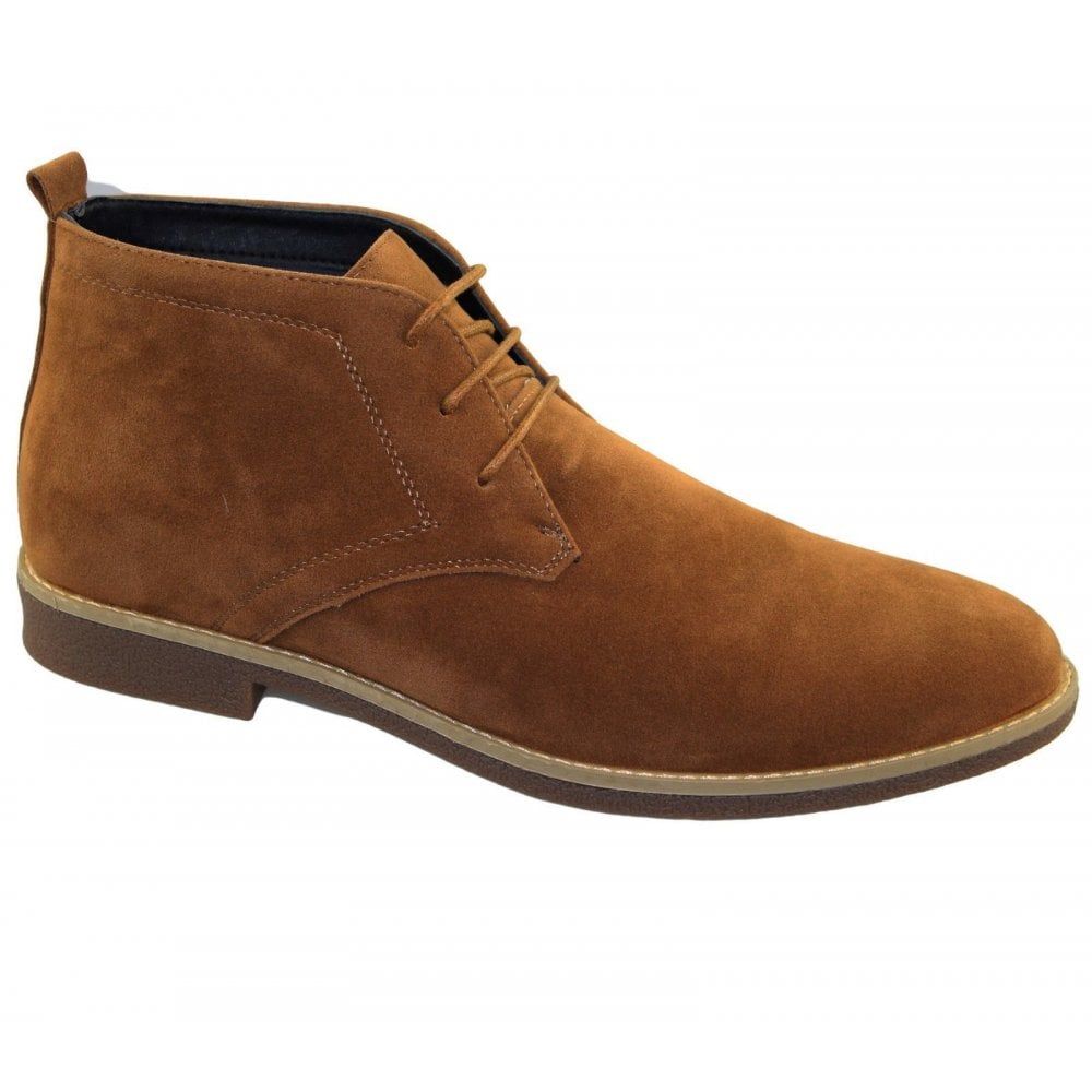 Mens Evuk Faux Suede Desert Lace Up Casual Boots Winter Ankle High Top Camel