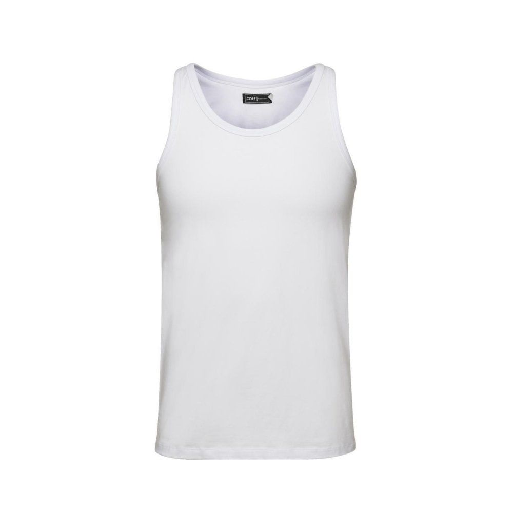 Jack & Jones New Mens Vest Slim Fit T-shirt Stretchy Plain Lycra Cotton Tee White