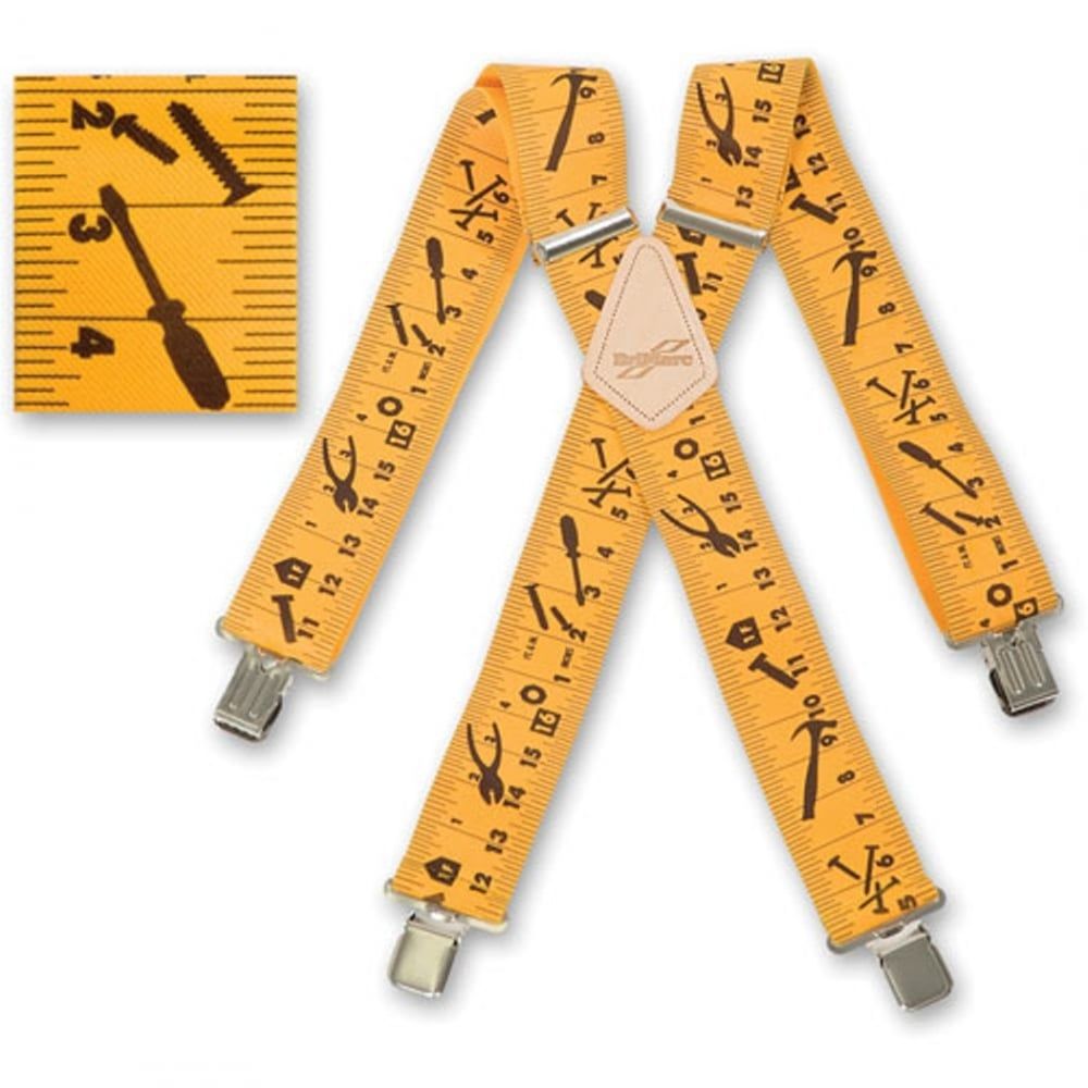 Brimarc Mens Heavy Duty Yellow Tape Measure Braces Trouser Belt Suspender 2" 50mm Wide 