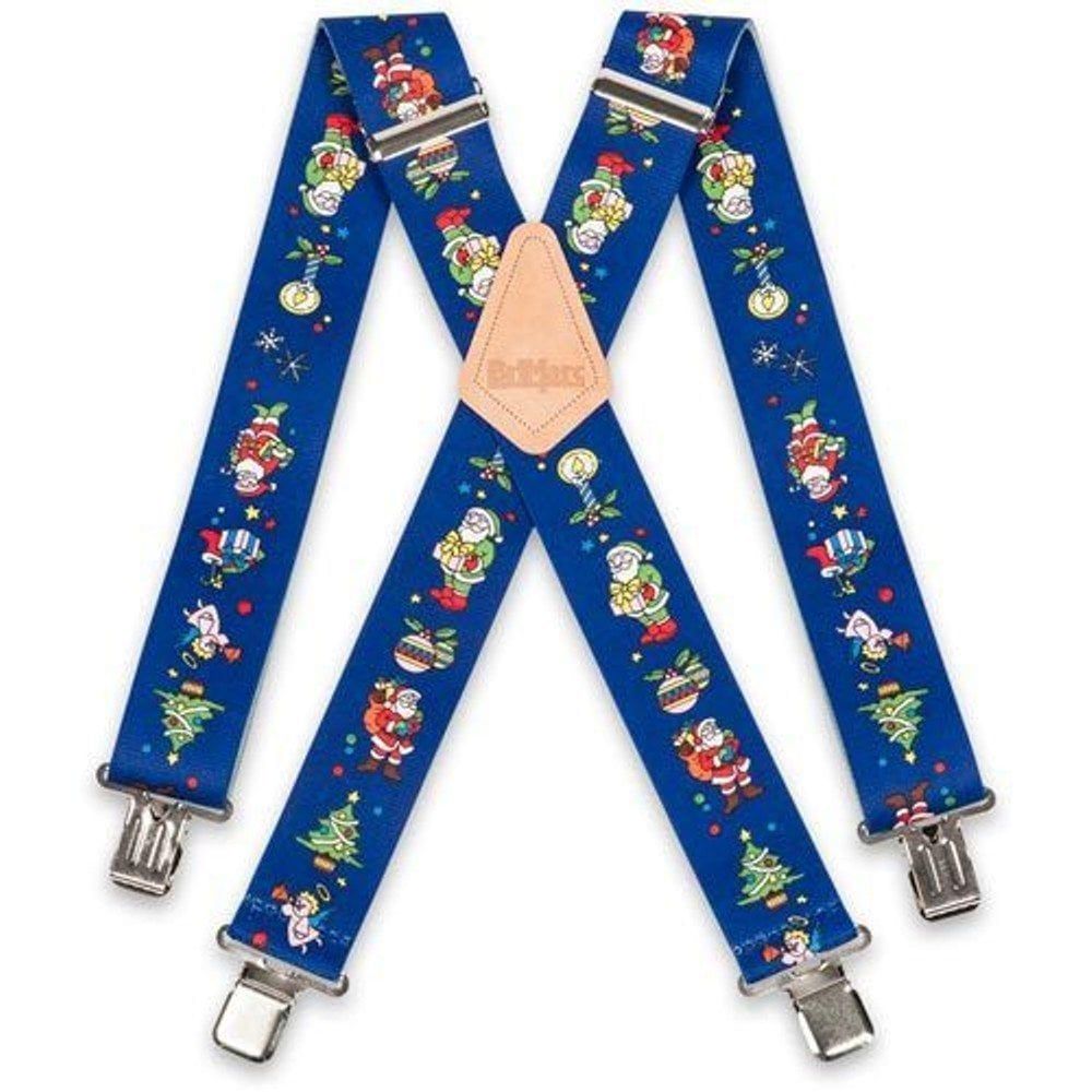 Brimarc Mens Heavy Duty Xmas Santa Blue Braces Trouser Belt Suspender 2" 50mm Wide