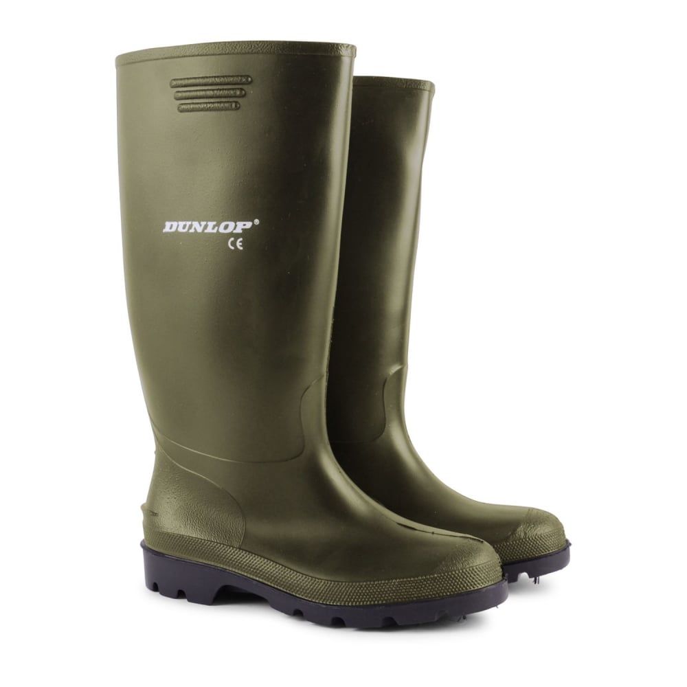 Mens Dunlop Hunting Waterproof Walking Wellies Rain Festival Wellington Boots Green
