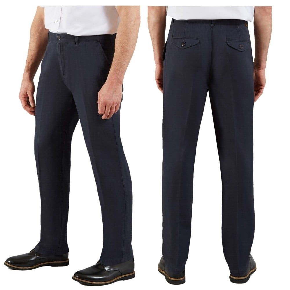 Farah Classic Mens Crane Soft Twill Chino Vintage Straight Leg Trouser Navy