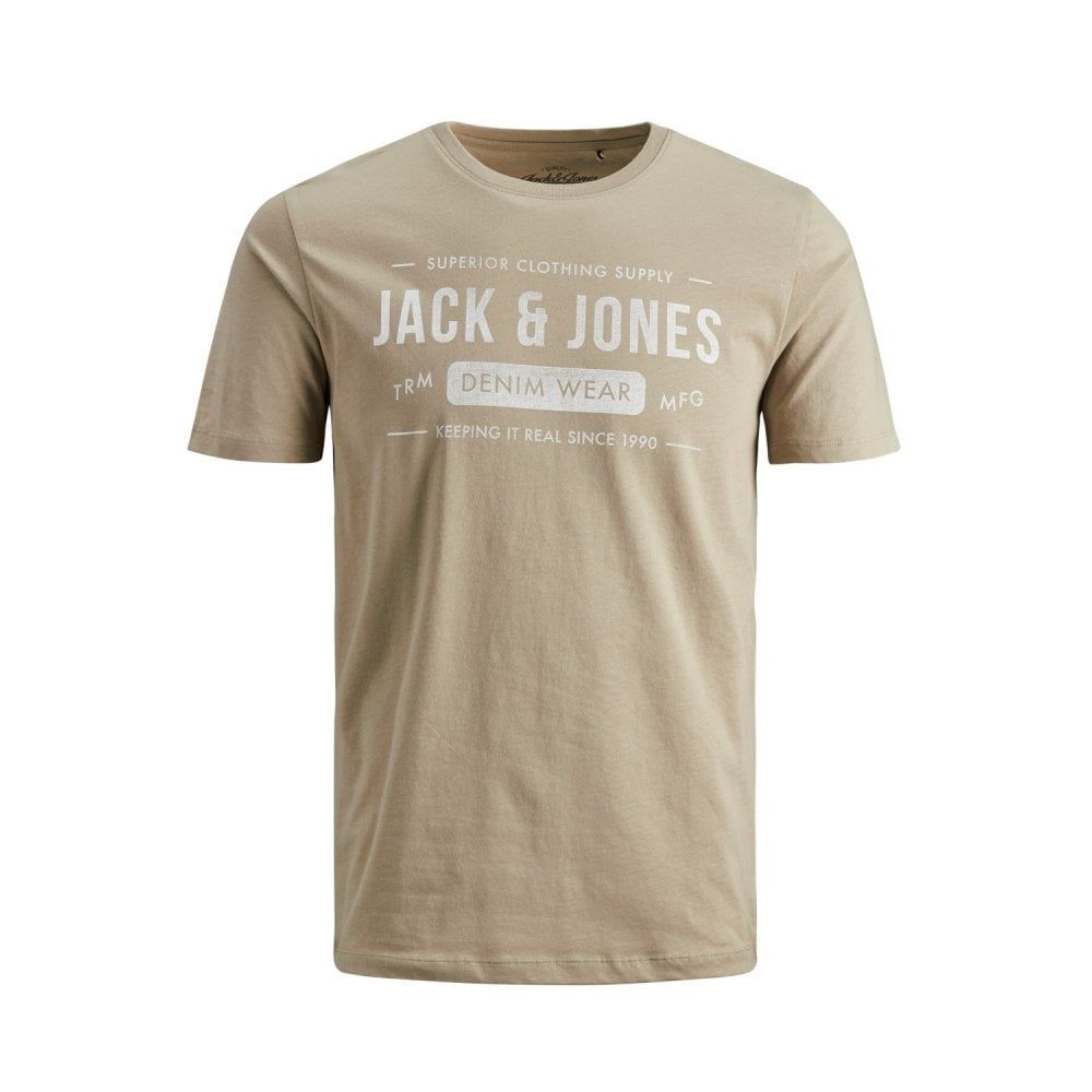 Mens Jack & Jones New Jeans Designer Classic T Shirt Crockery