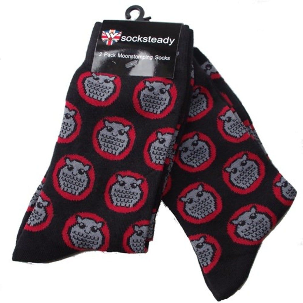 Warrior Retro Night Owl Vintage Socksteady Socks pack of 2 pairs Mod Black