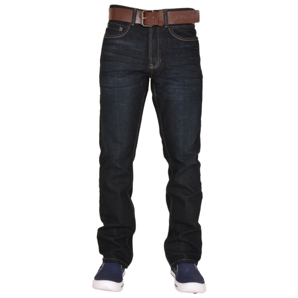 Crosshatch Bancrofter Mens new Branded Regular Fit Straight Leg Denim Jeans Raw Wash