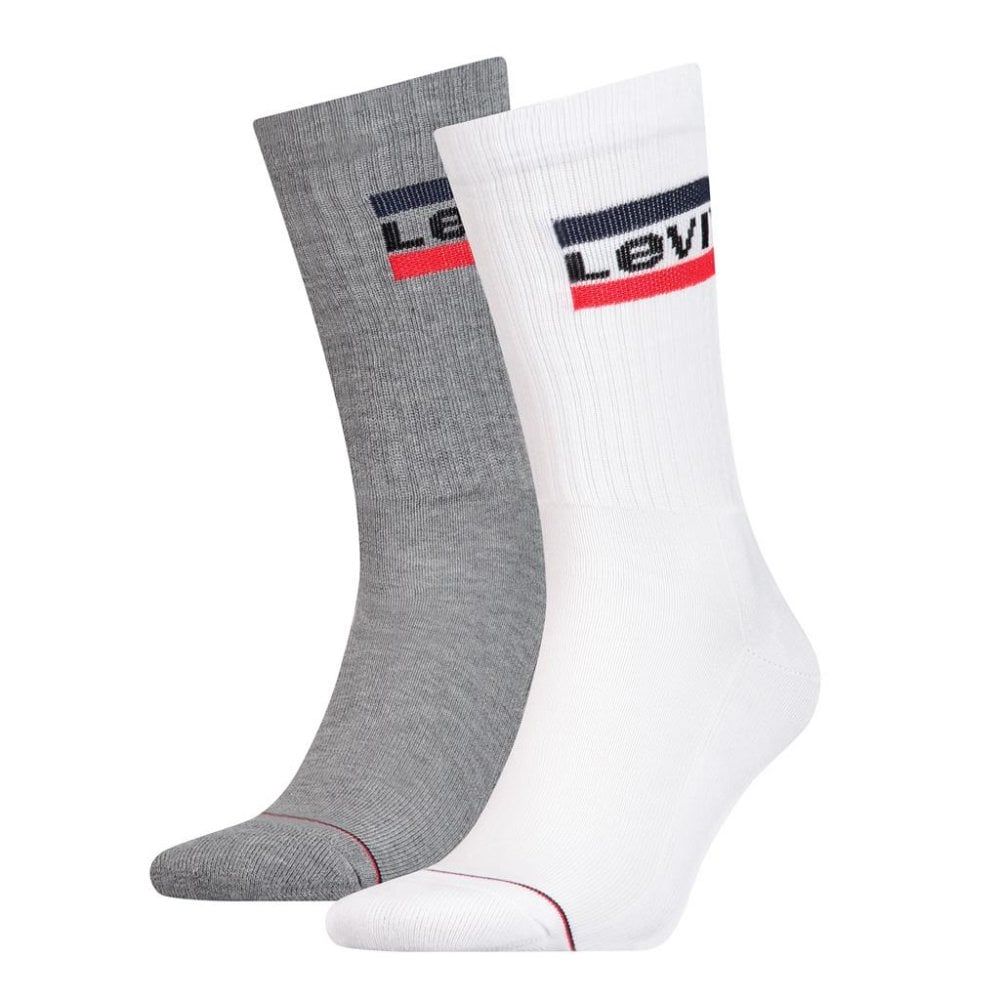 Mens Levis 2 Pack New Branded Logo 120SF Socks White Grey