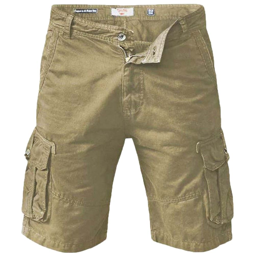 D555 Mens New Greg Designer Cargo Combat Chino Shorts Khaki