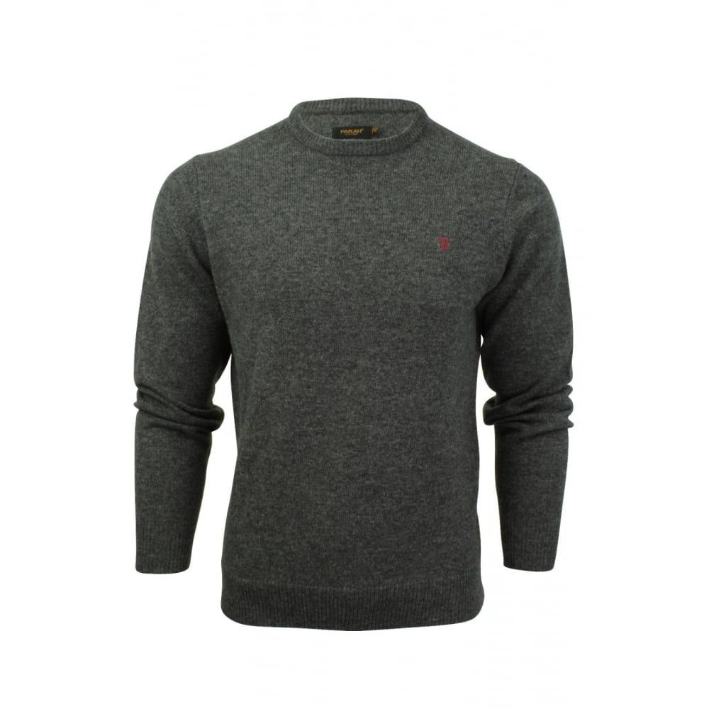 Farah Lowther Lambs Wool Crew Neck Jumper Charcoal