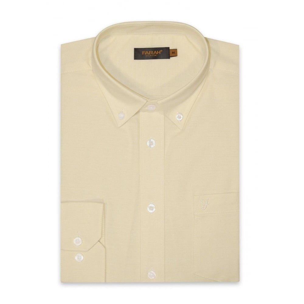 Farah Mens Long Sleeve Regular Fit Oxford Shirt 'The Drayton' Buttercup