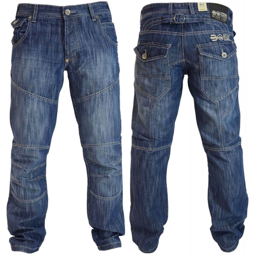 Mens New Jeans Crosshatch Newport Stone Washed Straight Leg Jeans