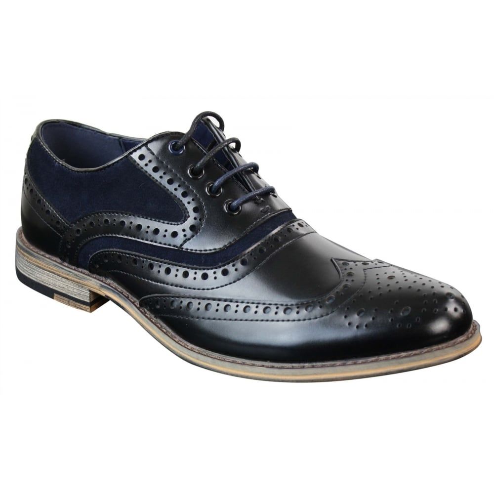 Cavani Ethan Real Leather Black Navy Gatesby Brogues Casual Designer Retro Shoes