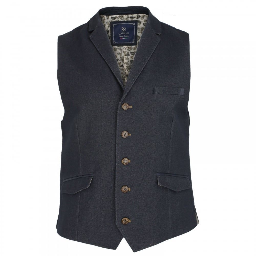 Cavani Mens Konan Plain Waistcoat Navy 