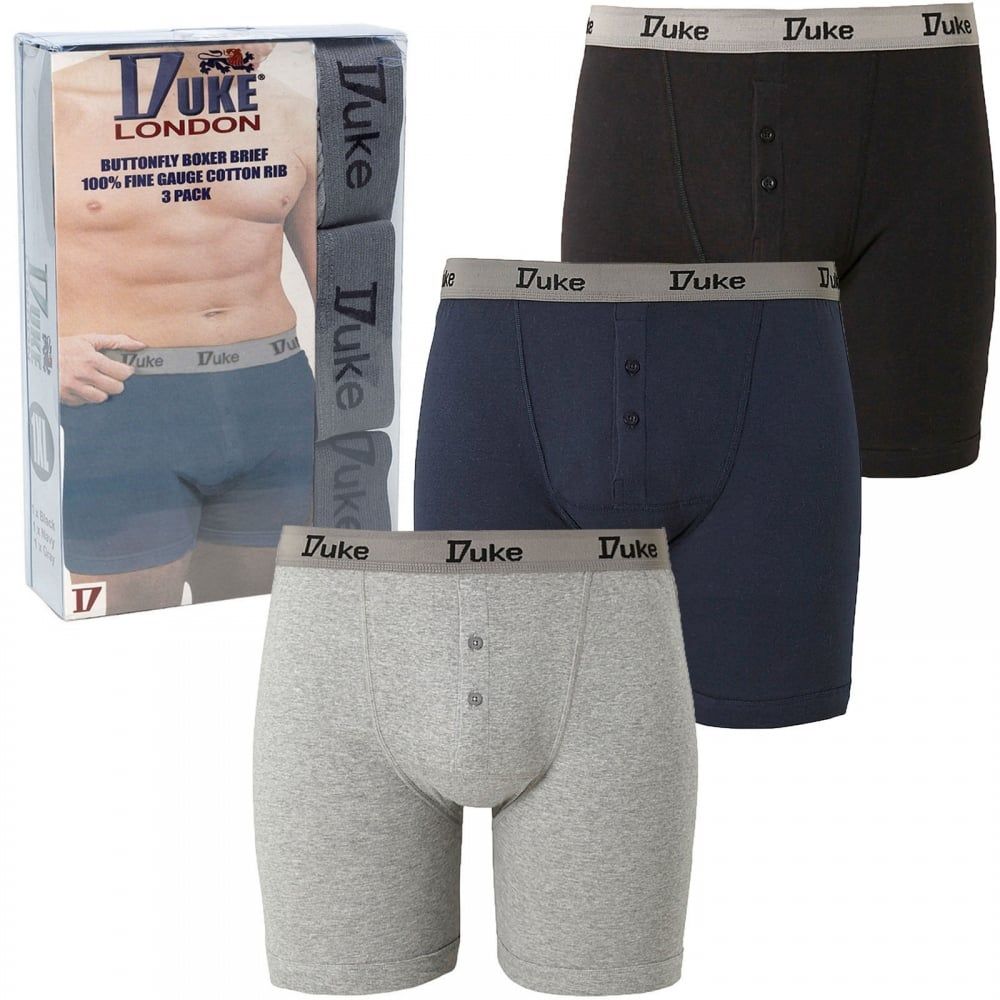 Duke New Mens Kingsize Big Cotton Boxer Shorts Button Fly XL Underwear 3 Pack