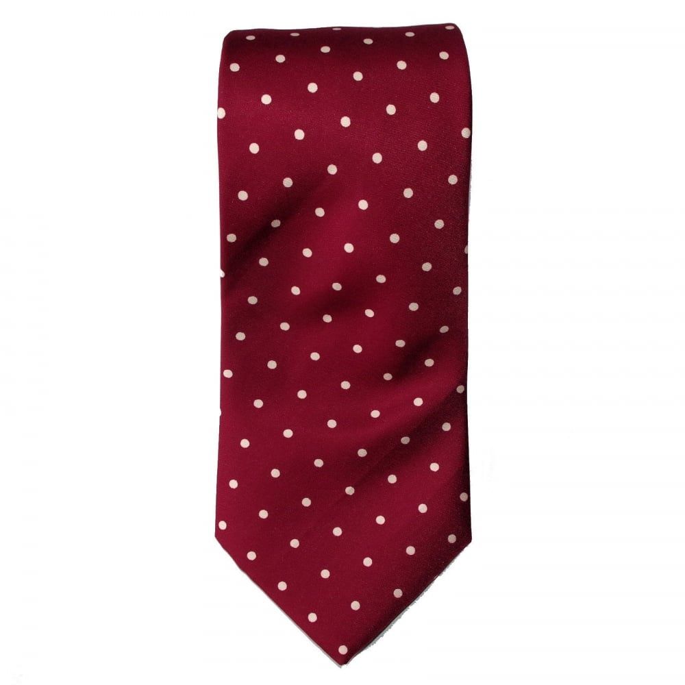 Warrior Mod Style Wine Polka Dot Tie Vintage 1970s Look