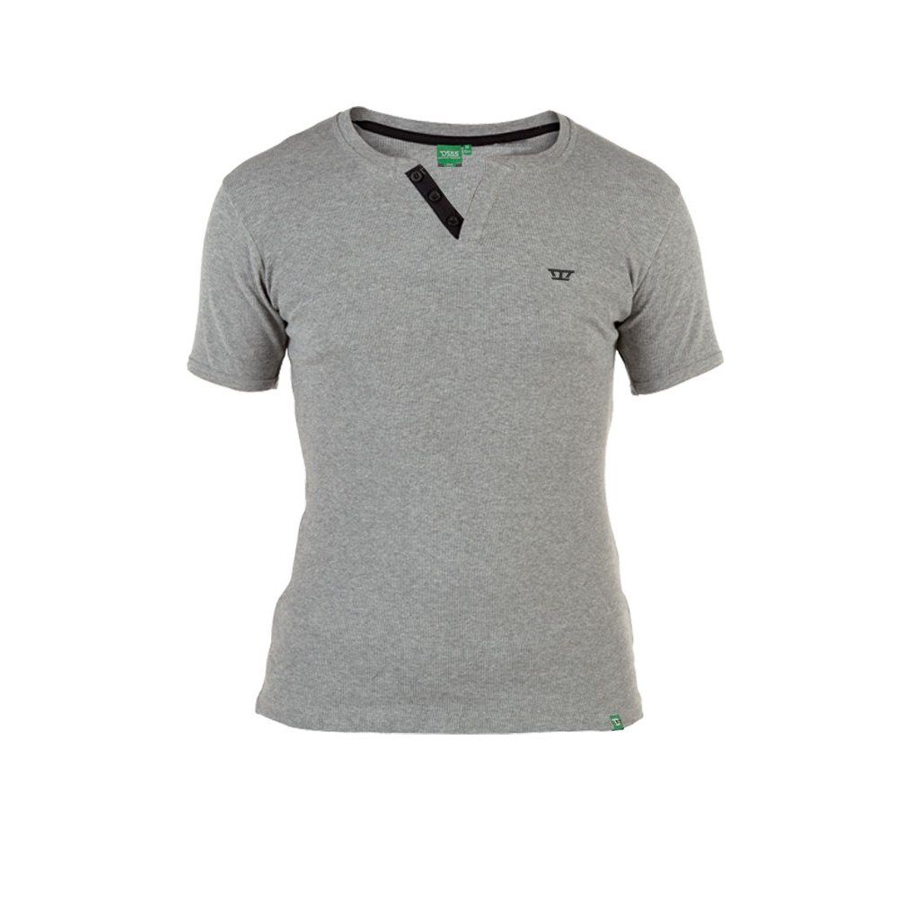 Alanzo Button Up Ribbed Fitted T-Shirt Grey