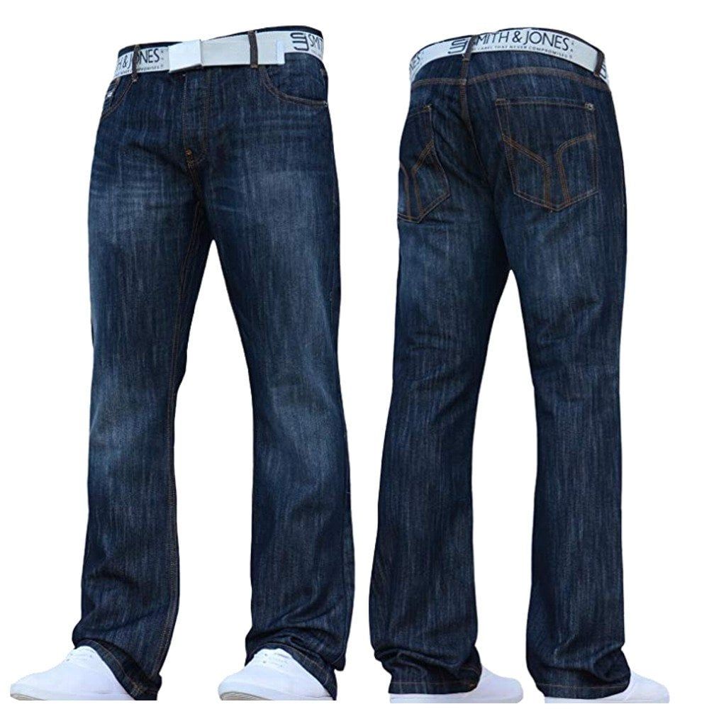 Smith & Jones Mens Furio Straight Leg Jeans Dark Used Look