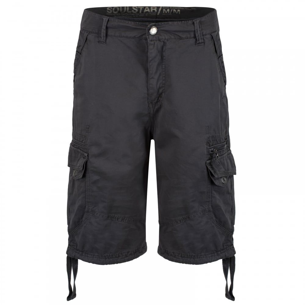 Soul Star Mens MST Designer Cargo Combat Chino Shorts Charcoal