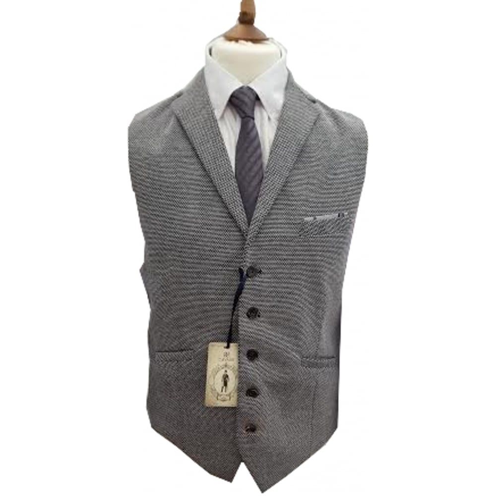 Cavani Mens Mikkal Vintage Smart Plain Casual Waistcoat Grey   