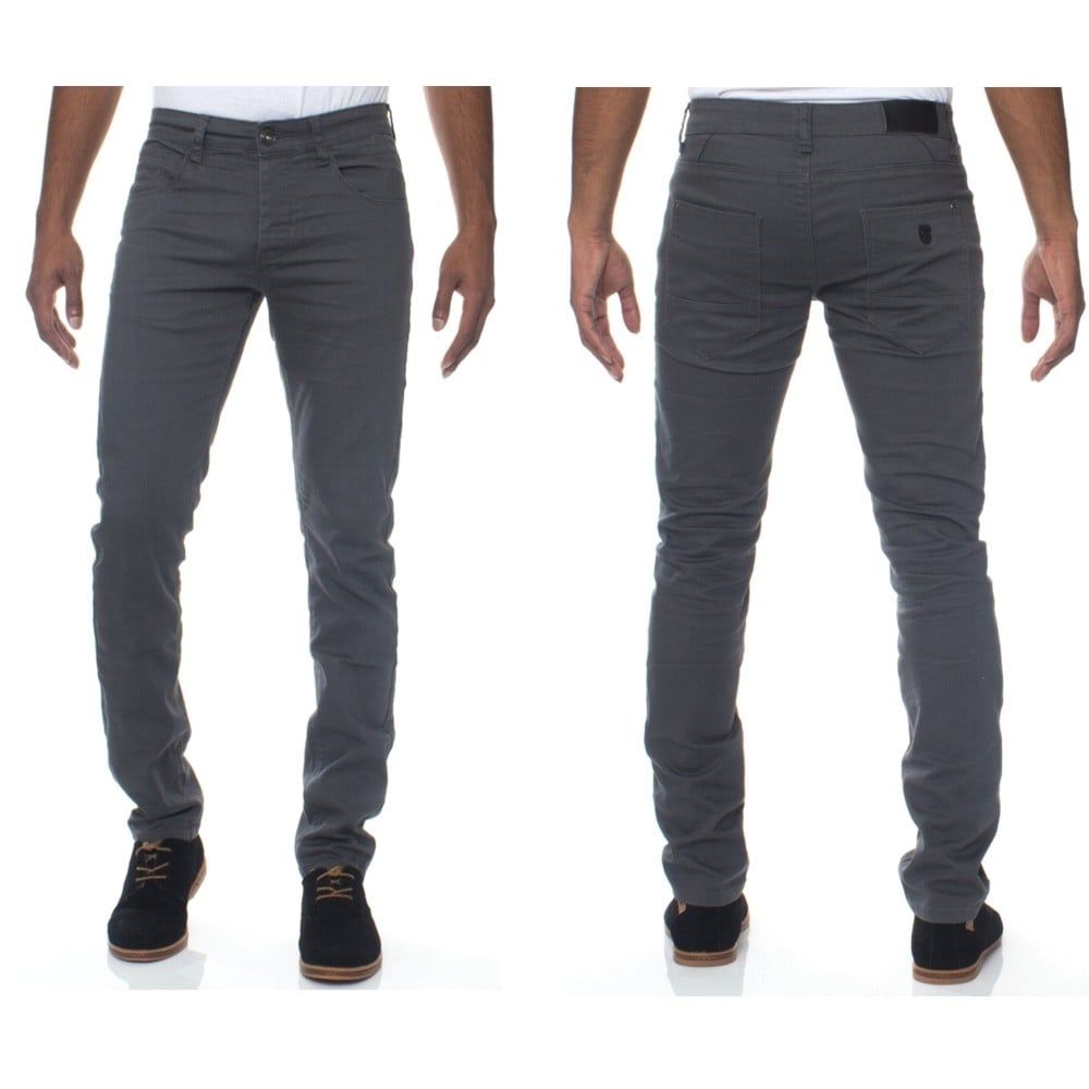 Enzo New Mens Skinny Slim Fit Stetch Designer Grey Jeans Chinos