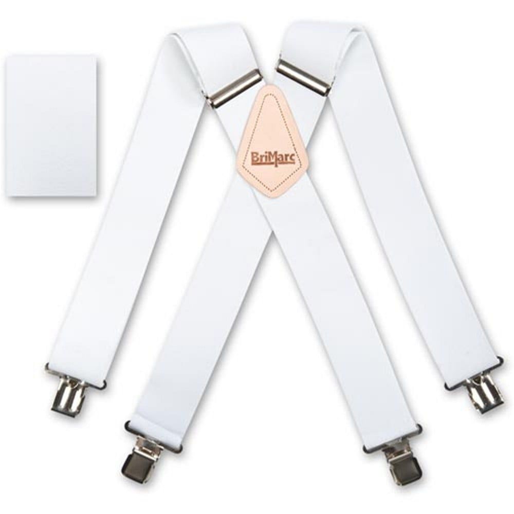Brimarc Mens Heavy Duty White Braces Trouser Belt Suspender 2" 50mm Wide 