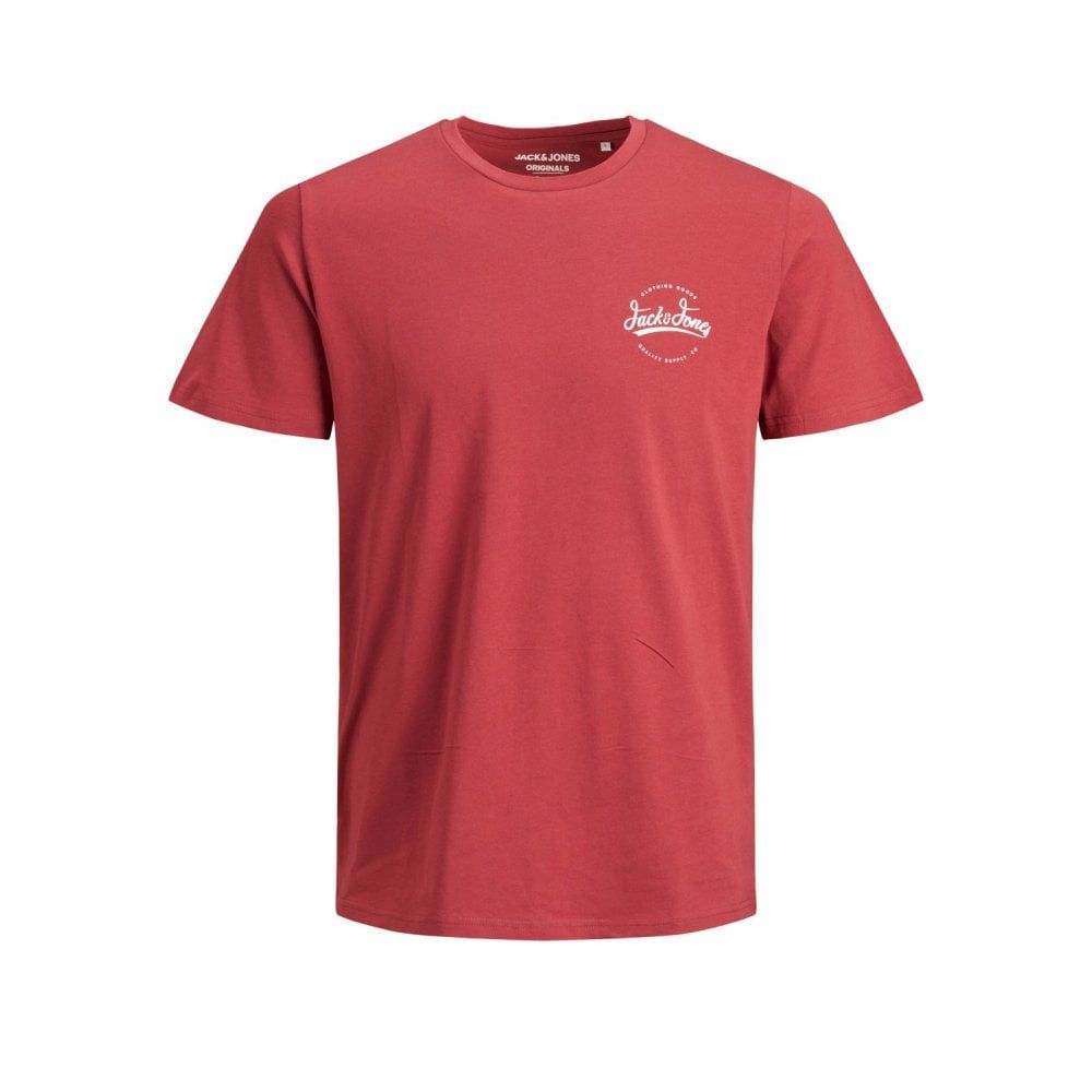 Mens Jack & Jones New Raffy Designer Classic T Shirt Brick Red