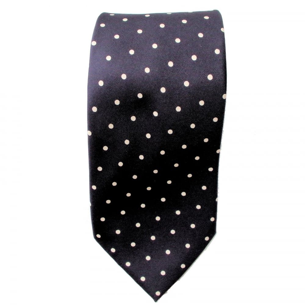 Warrior Mod Style Black Polka Dot Tie Vintage 1970s Look