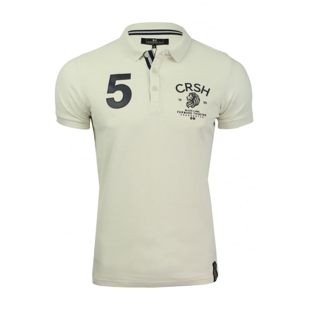 Crosshatch Aichi Mens Authentic Casual Designer Pique Polo Shirt Vapourous Grey